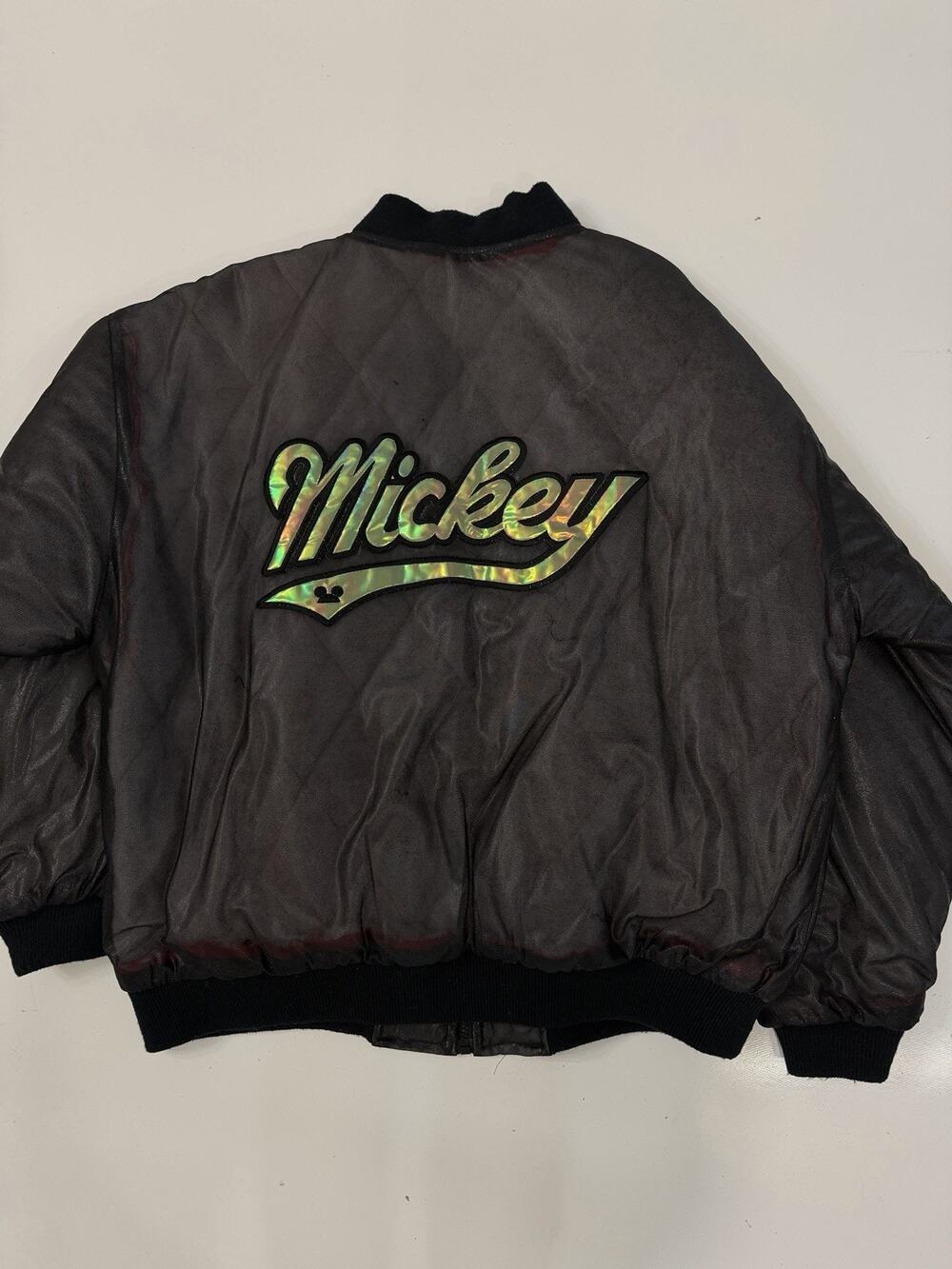 Rare Vintage Disney Mickey And Co Puffer Shiny Bomber Jacket Coat Large 90s